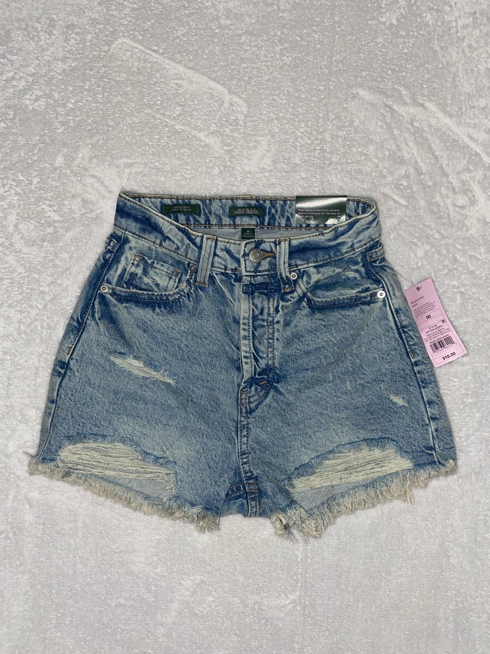High-Rise Distressed Denim Shorts - wild fable 00 NWT